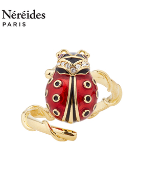 Les Nereides幸运符号系列 幸运瓢虫可调节戒指 新款潮轻奢设计感