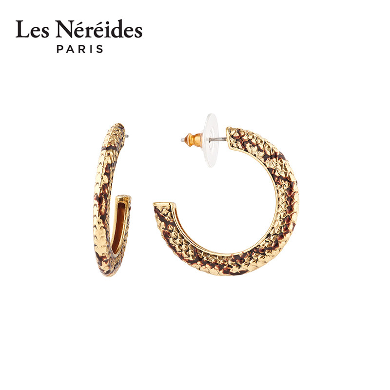 Les Nereides尼罗河之迷系列 蛇皮环形 耳环 个性简约高级冷淡风