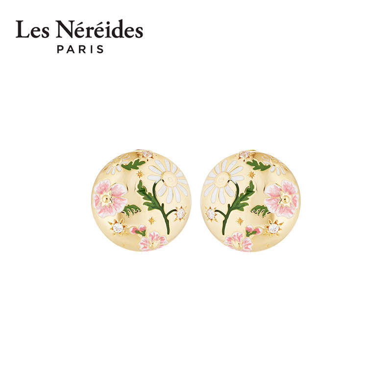 Les Nereides维多利亚系列 雏菊与三色堇 耳钉 梦幻璀璨雅致耳环