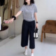 melis夏季 t恤宽松休闲阔腿裤 新款 短袖 女潮 慵懒时尚 日系george