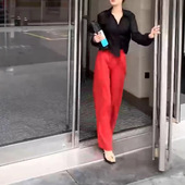 melis新款 时尚 高级感长袖 松弛感休闲裤 女 轻薄衬衫 日系george