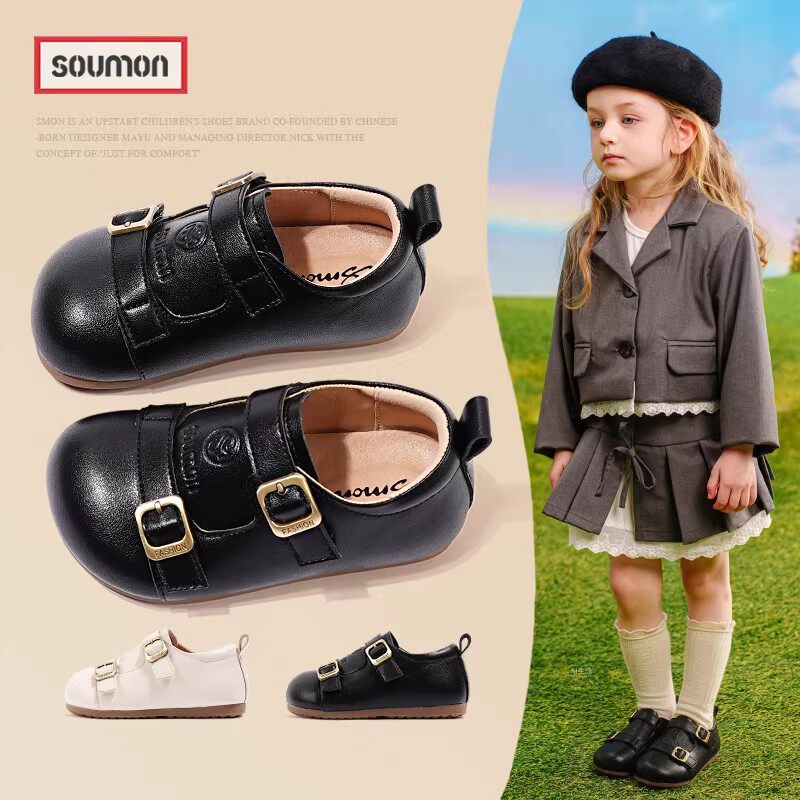 书萌黑色小皮鞋女童公主鞋2026春秋新款英伦风女宝宝单鞋勃肯鞋子