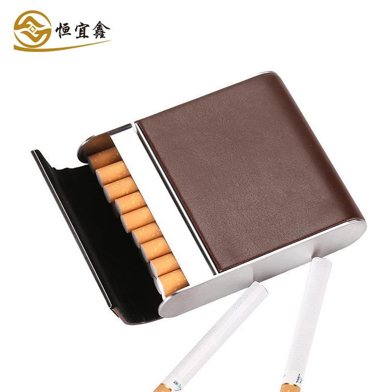 烟盒20支装粗竖款不锈钢烟包商务创意个性翻盖打火机一体香烟盒