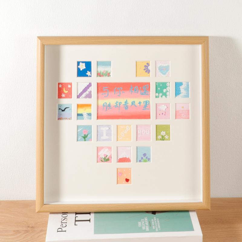 心型相框摆台27多宫格框架爱心油画棒画框厂家送闺蜜女友礼物