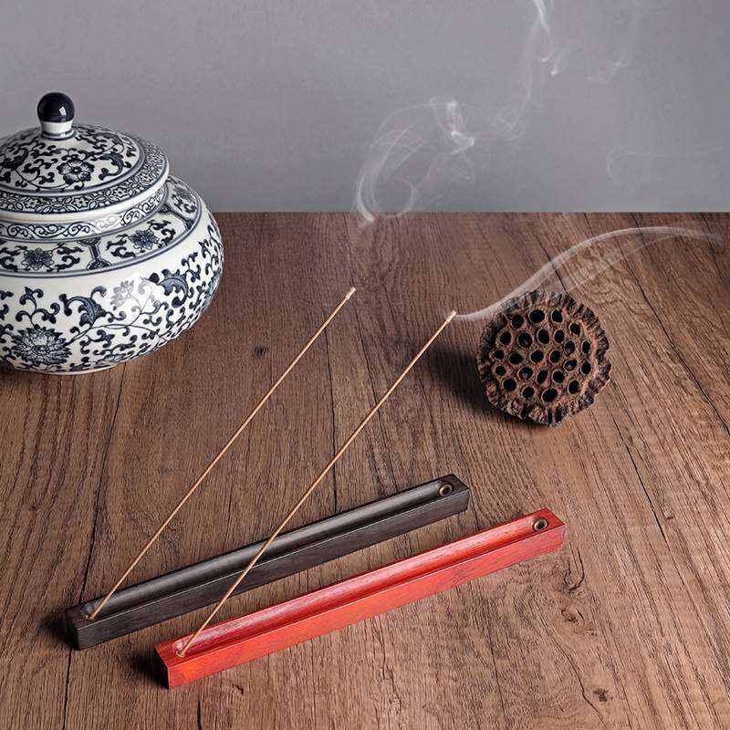 紫光檀木香插卧香插黑檀线香粗香通用原木古琴式香茶香炉花梨木