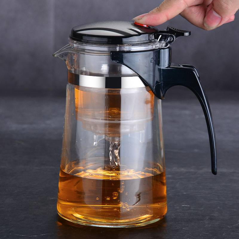 飘逸杯泡茶壶一键过滤泡茶杯茶水分离茶具玻璃茶壶logo印刷简约风