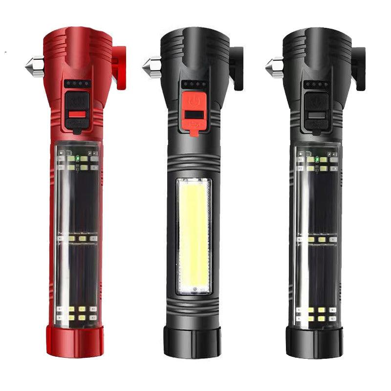 安全锤手电筒多功能应急手电筒指南针车载应急灯强光手电筒