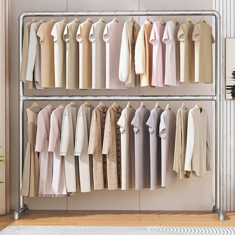 钢管晾衣架落地不锈钢阳台卧室水管挂衣架镀锌凉衣杆晾晒被杆滑轮