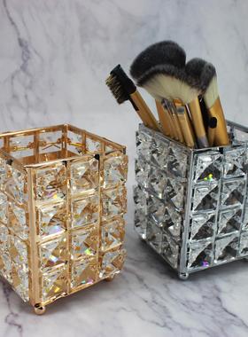 美甲笔化妆刷收纳桶笔筒欧式水晶笔筒收纳桶工艺品摆件