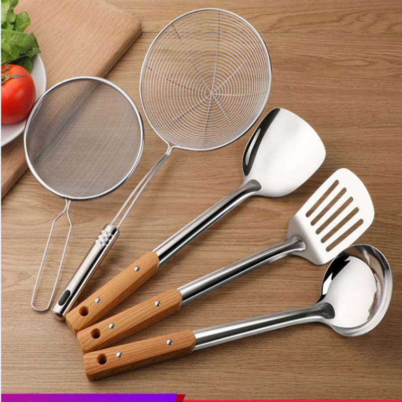 不锈钢厨具炒菜锅铲煎铲汤粥勺漏勺子套装家用厨房用品豆浆过滤网,厨房/烹饪用具,汤勺,淘宝优惠券,粉丝福利购,淘宝优惠卷