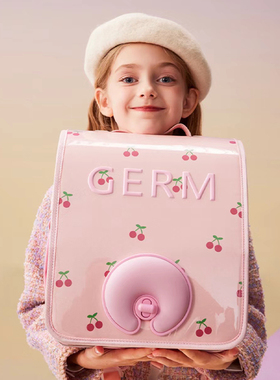 germ儿童樱桃书包小学生一年级三到六减负护脊超轻便女孩女童女生