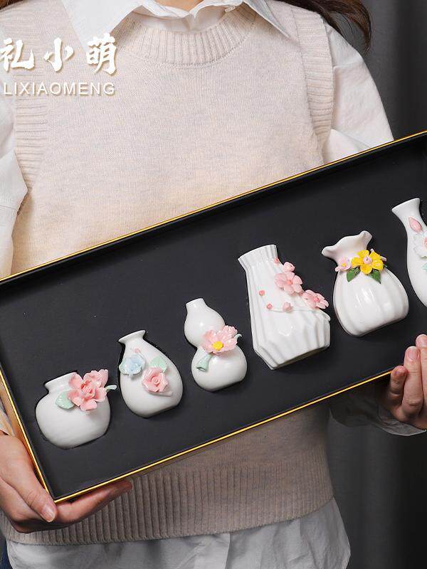 小陶瓷花瓶桌面排古代风格的装饰品装饰高端新中国风乔迁礼物迷你