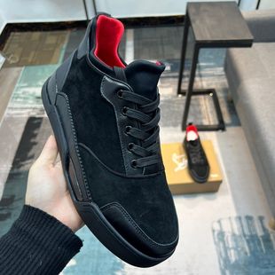 休闲板鞋 2026新款 夜店低帮胶粘鞋 真皮系带增高红底鞋 ACL坡跟男鞋