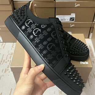 秋季休闲CL红底男鞋外贸专供版黑钉黑印花潮流经典板鞋欧洲站新款