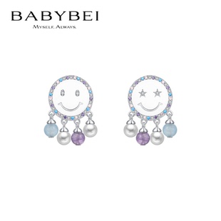 代露娃张佳宁马君妍同款BABYBEI初贝笑脸耳坠耳夹耳饰925银贝珠