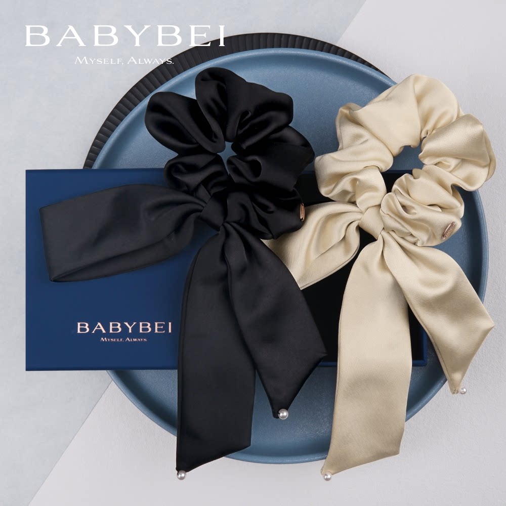 蒋梦婕同款BABYBEI初贝丝丝珍珠大肠发圈气质法式温柔优雅甜美图片