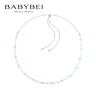 BABYBEI初贝湖光秋月项链项圈925银母贝晶石简约百搭清新蓝白温柔