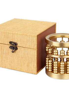 卓好铜算盘实心笔筒书桌竹子摆件