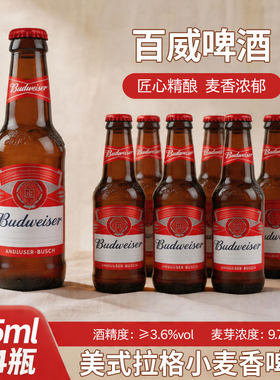 百威啤酒小瓶装醇正黄啤275ml*24瓶330ml*24瓶整箱包邮