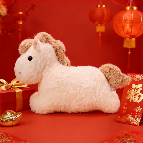 可爱马年吉祥物毛绒玩具小马抱枕