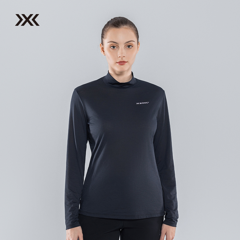 x-bionic 银河星云羊毛轻量立领长袖T恤 女 春秋保暖日常商务T恤