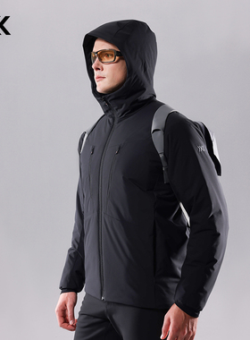 X-BIONIC 城市商务连帽120g棉服男 秋冬防风拒水轻量保暖商务通勤