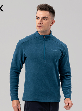 X-BIONIC 旷野抓绒半开领长袖T恤 男秋冬保暖透气轻量徒步中间层