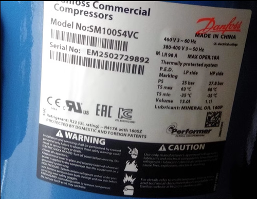 丹佛斯压缩机SM100S4VCSZ100S4V