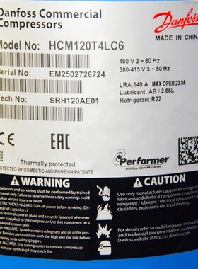 HCM120T4LC6 HCP120T4LC6 MLM076T4LC9 MLZ076T4LC9 丹佛斯压缩机
