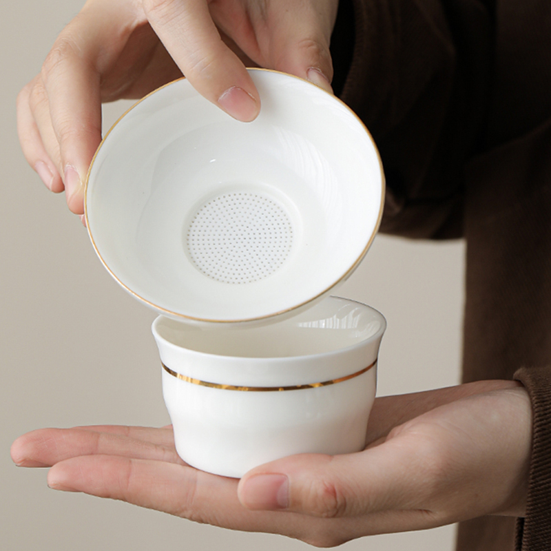 羊脂玉白瓷茶漏茶滤茶叶过滤网公道杯茶水分离茶隔器茶具套装泡茶