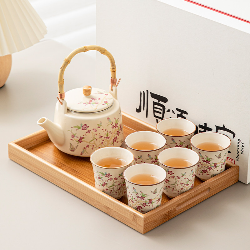 2026新款提梁壶整套功夫茶具套装家用陶瓷现代简约大茶壶茶杯茶盘