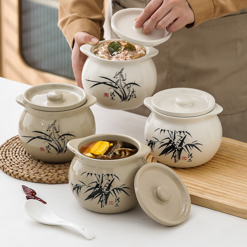 瓦罐炖盅隔水炖一人食蒸蛋炖罐带盖汤罐商用沙县老式陶瓷煨汤汤盅