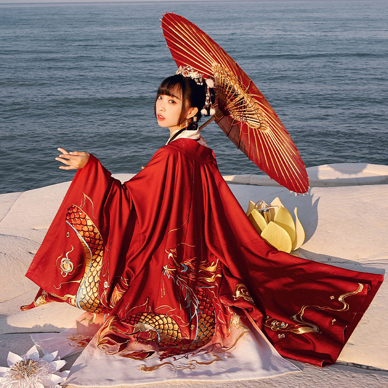 十三余小豆蔻儿[龙灯夜宴]重工刺绣广袖披风刺绣外套明制汉服女春