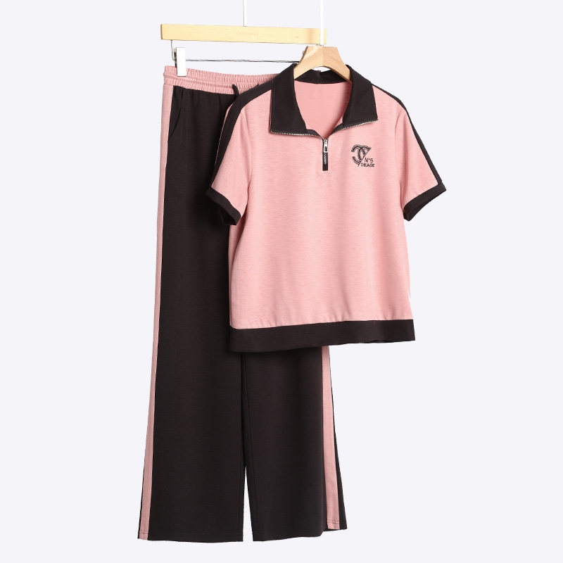 赏心岁月中老年女装妈妈休闲运动夏季套装宽松大码两件套