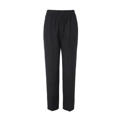 赏心岁月松紧腰直筒裤条纹