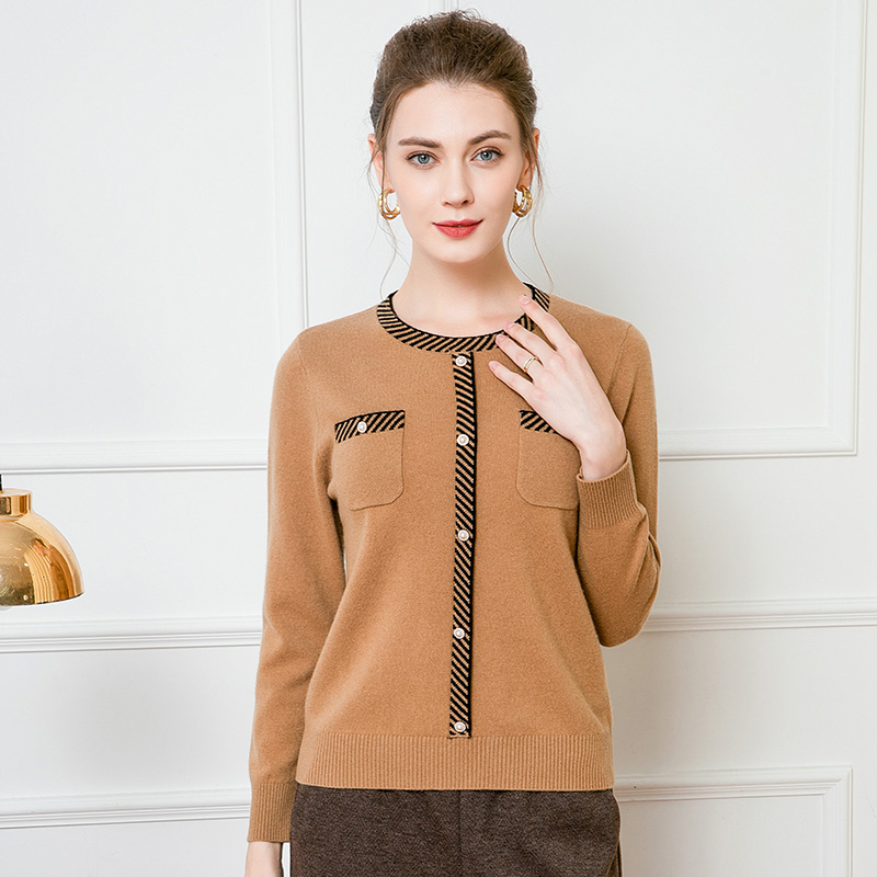 赏心岁月休闲圆领毛衫羊毛气质