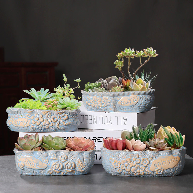 清仓简约花盆陶瓷陶土个性花园