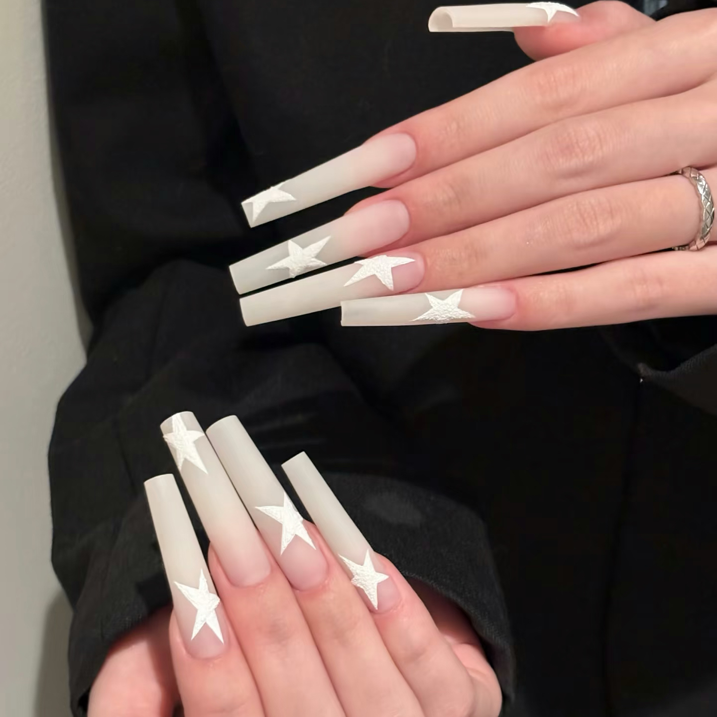 纯手工星星美甲贴片欧美风