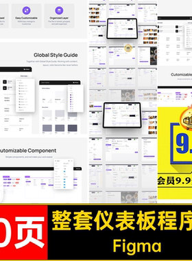 时尚仪表板后台界面FigmaUI20程序APP页20页销售可视化素材模板