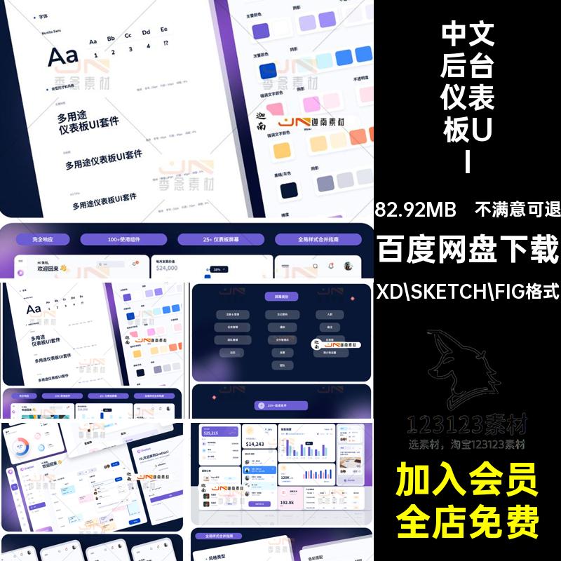 中文PC管理后台B端工作台仪表盘产品UI界面套件模板设计素材