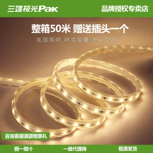 三雄极光LED灯带高压220V超亮8W光河软灯条60珠灯槽背景墙贴片灯