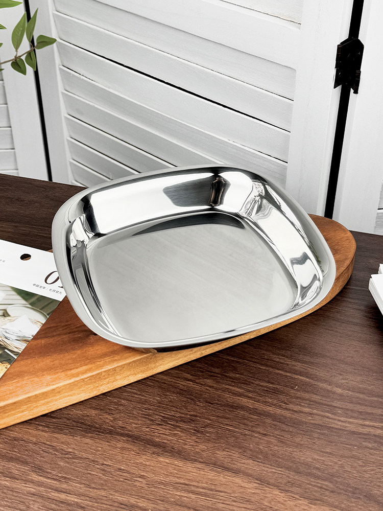 chockmen卓德铭18/10不锈钢17cm方圆盘菜碟浅盘装菜盘子烤盘加厚,餐饮具,盘,淘宝优惠券,粉丝福利购,淘宝优惠卷