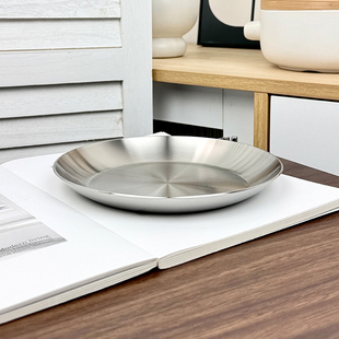 小怪兽18/10不锈钢19cm碟菜碟装菜盘子烤盘加厚传承碟平盘圆盘