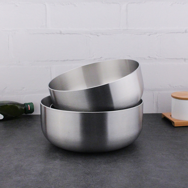 304不锈钢家用三层钢喝汤吃饭碗18/10小号和面洗菜盆沙拉碗可加热