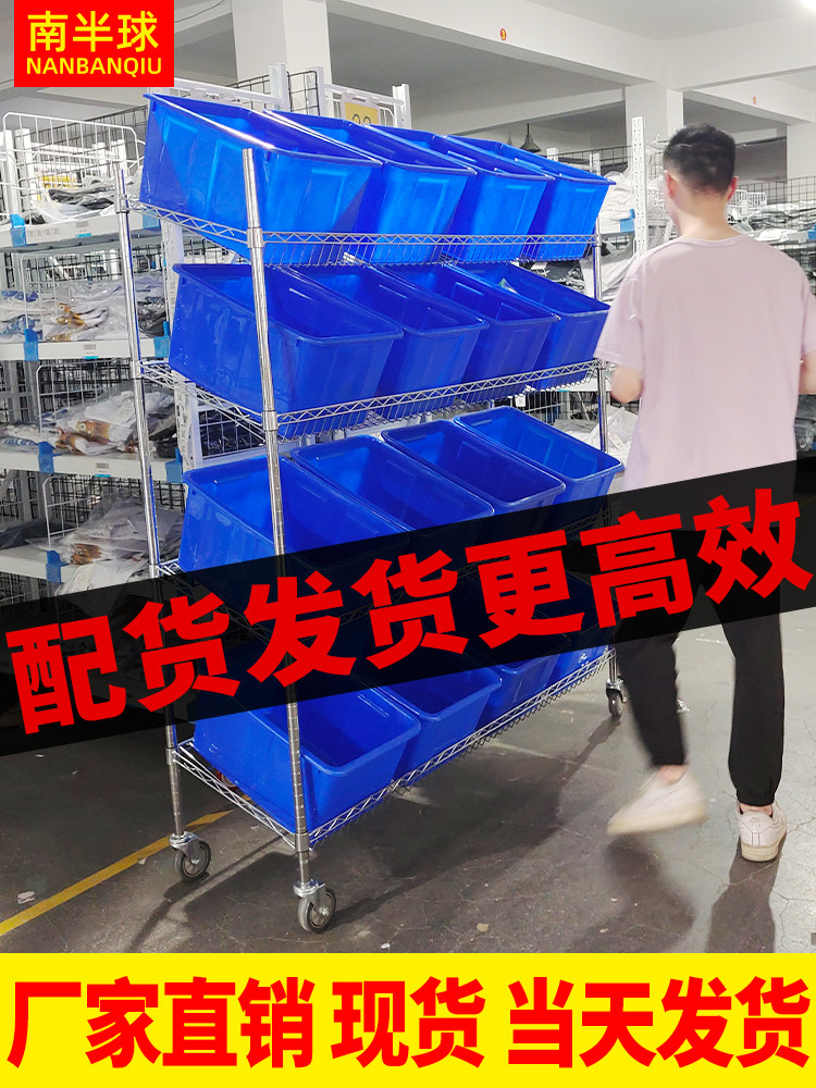 电商仓库拣货车配货车分拣车物料周转车仓储车间快递移动货架推车