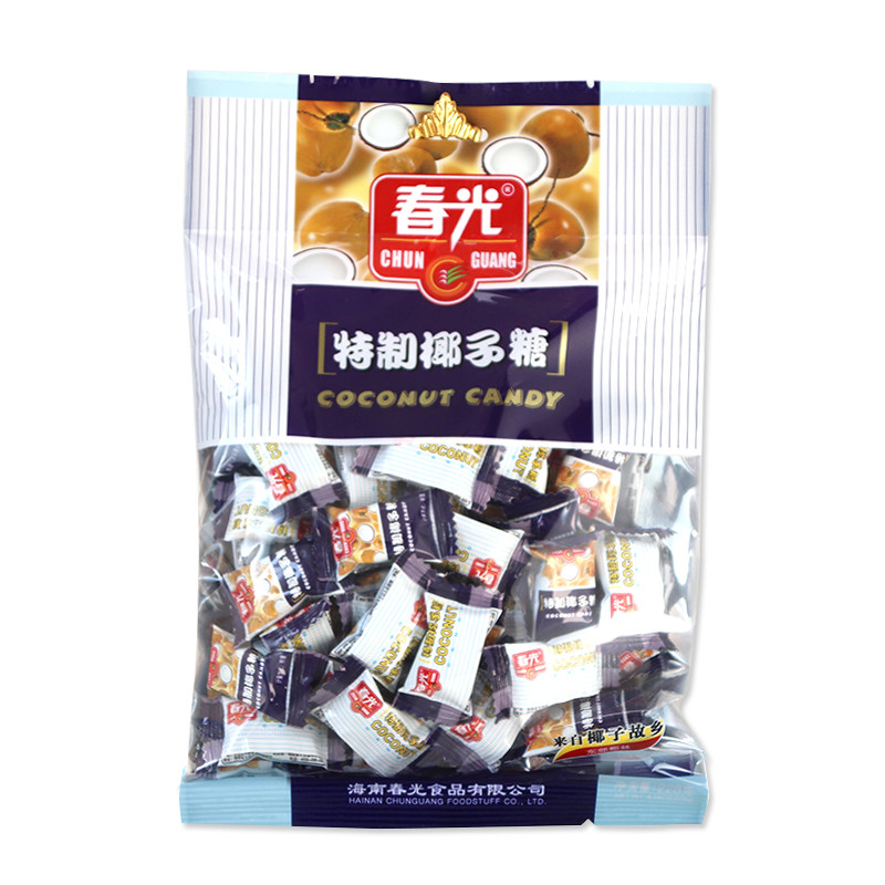 春光特制椰子糖228克4袋特浓水果味海南特产糖果年货特价批发