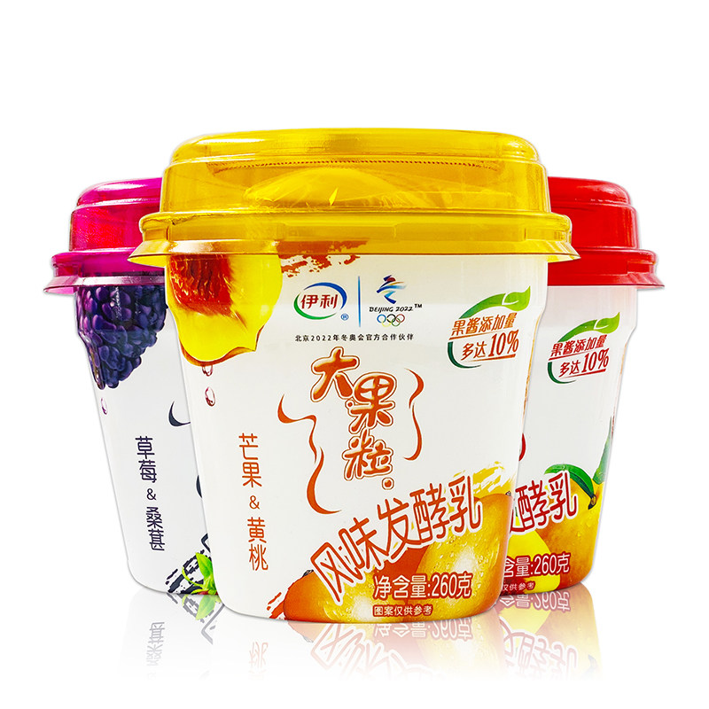 伊利大果粒酸奶260g*4/6杯草莓桑葚黄桃芒果混合水果口味营养餐奶