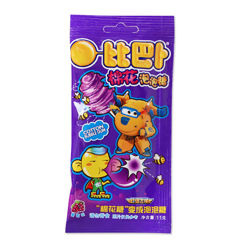 阿尔卑斯比巴卜棉花泡泡糖葡萄味11克*5袋儿童糖果怀旧零食食品