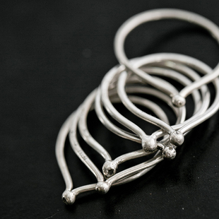 从不睡觉 暗黑DETAJ风格925银凹造型叠戴火柴头戒指指环情侣简约