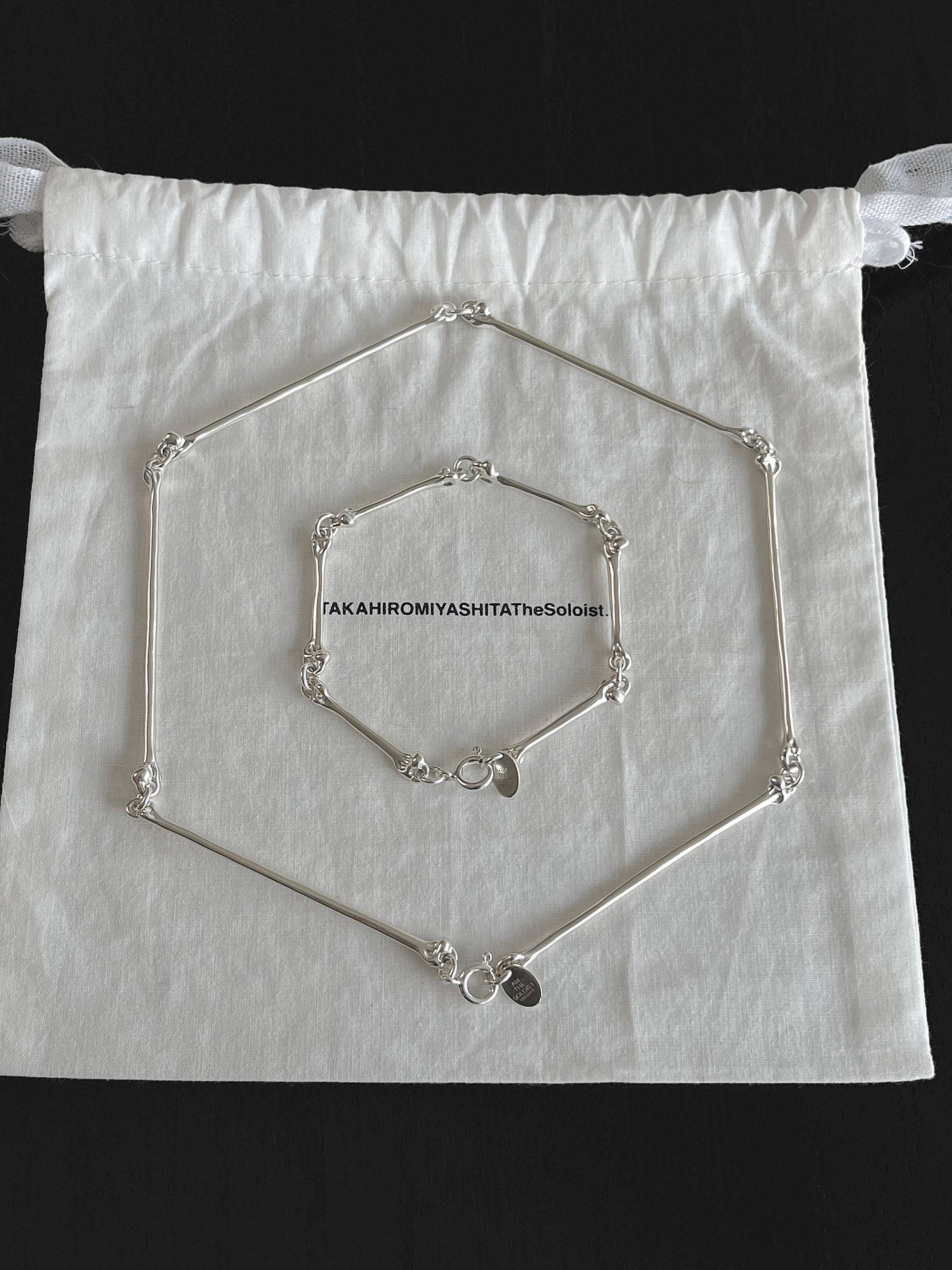 从不睡觉 宫下贵裕风格细骨头手链925银项链情侣银色颈链choker